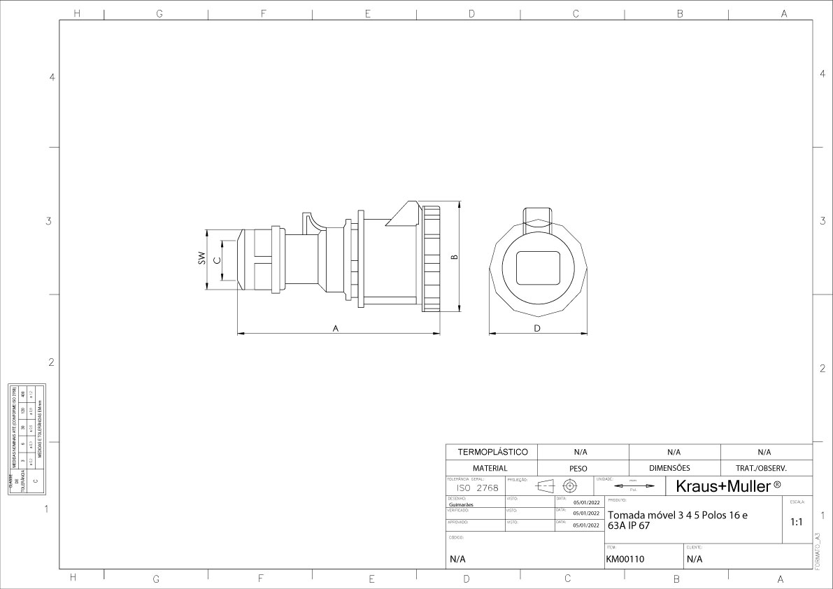 Tomada Móvel – IP 67 (63A) | KrausMuller | Fabricante de Materiais ...